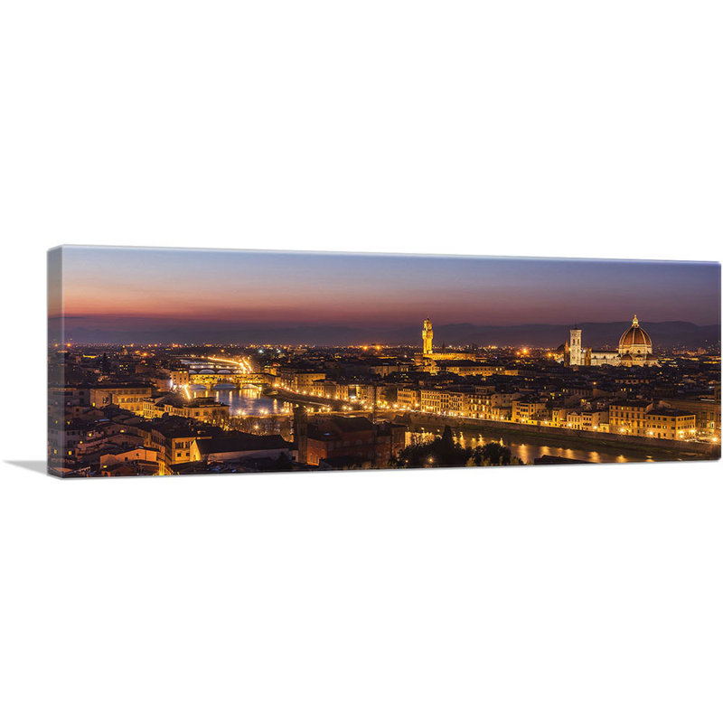 «Florence Italy at Night Skyline», reproduction de photo sur toile tendue, H 16 po x l 48 po x 1,5 po