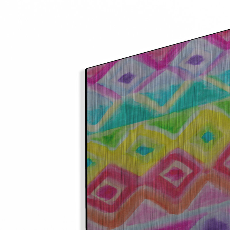 Art mural en métal Red Barrel Studio® «Watercolor Rainbow Rows» par Hello Angel, H 36 po x l 24 po