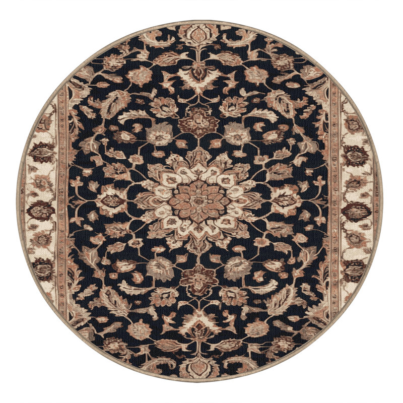 Tapis brun lavable à la machine, Rond 5 pi