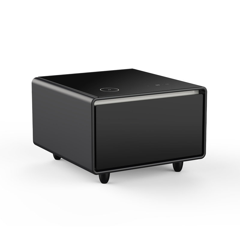 Table d'appoint moderne et intelligente avec réfrigérateur intégré, Noir