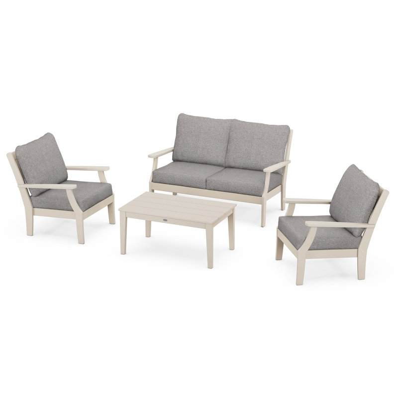 Braxton 4-Piece Deep Seating Chair Set, Sand, Weathered Tweed