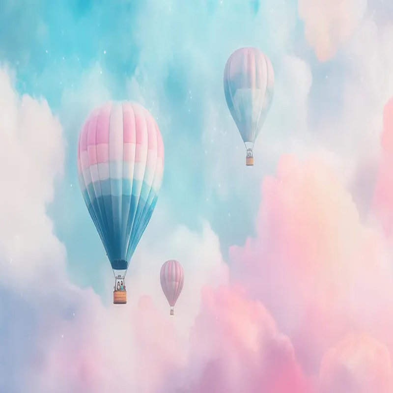 Rêveuses montgolfières dans un ciel de barbe à papa, L 236 po x l 117,96 po