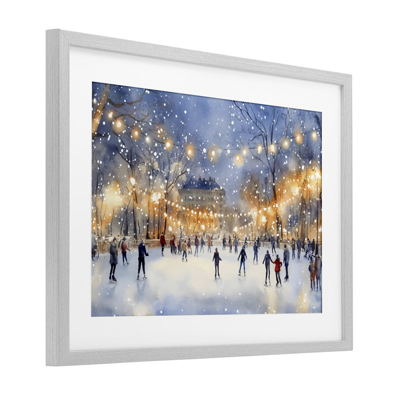 «Ice Skating Under The Lights», reproduction encadrée sous verre, design by Creative Studio, H 14 po x l 20 po