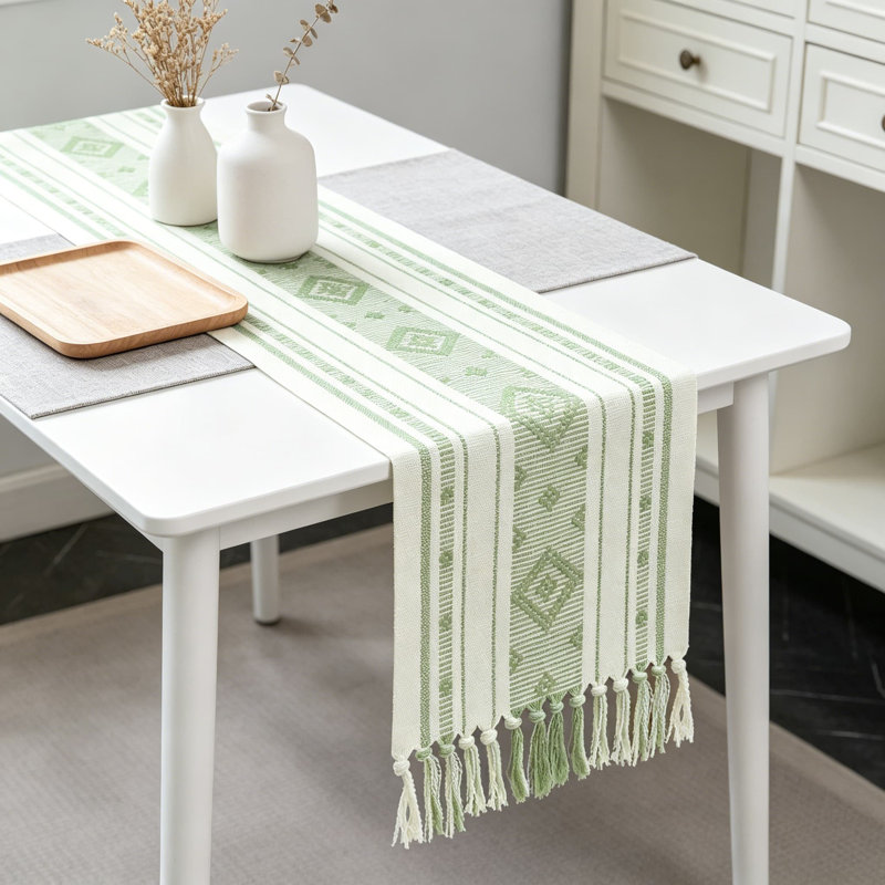 Chemin de table Boho, Vert