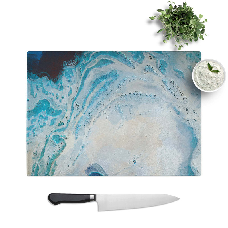 Tempered Glass Togetherness Abstract Art Cutting Board, 39 cm W x 28.5 cm L