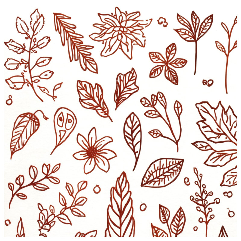 Botanical Leaf Illustrations Blankets, 60in W x 80in H