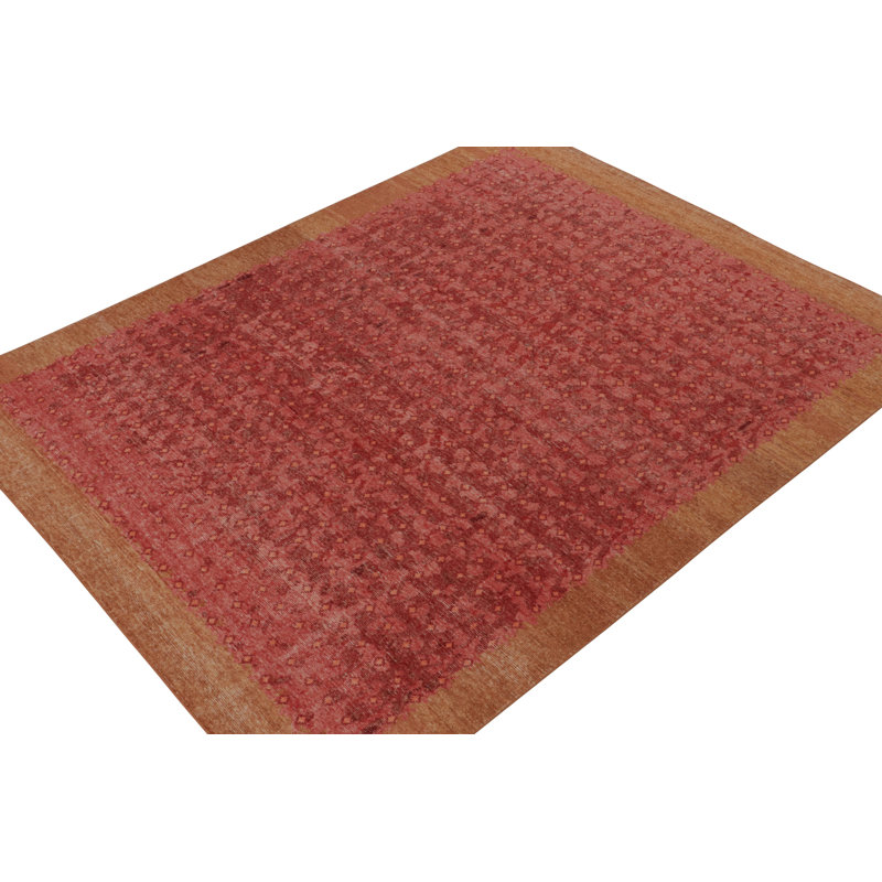 Distressed Homage Hand Knotted Wool Geometric Area Rug, Rectangle 9' x 12'