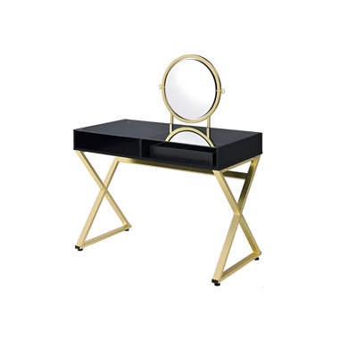  Commode à miroir 42 po noir et or