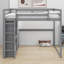 Lit mezzanine avec garde-robe et tablettes de rangement, lumière DEL-1855367040