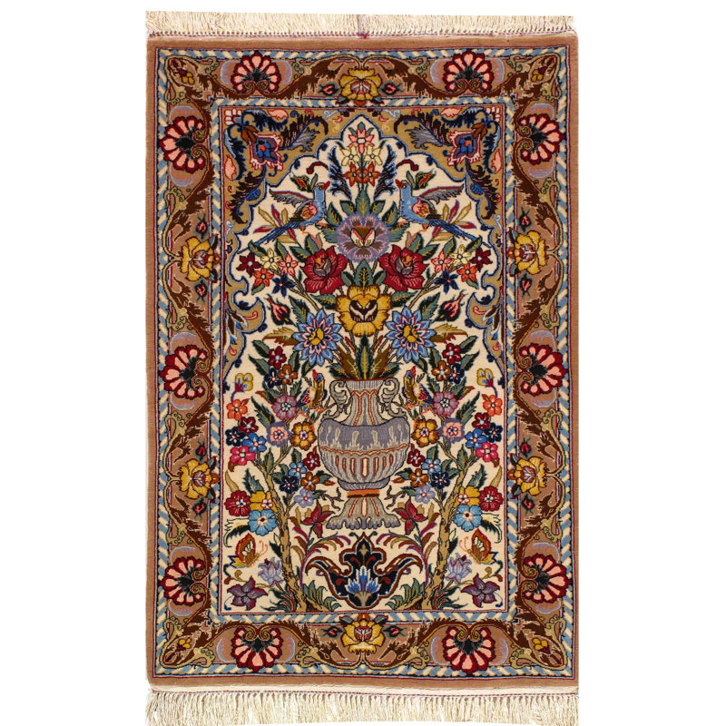 Nellora Hand Woven Cotton and Silk Floral Area Rug