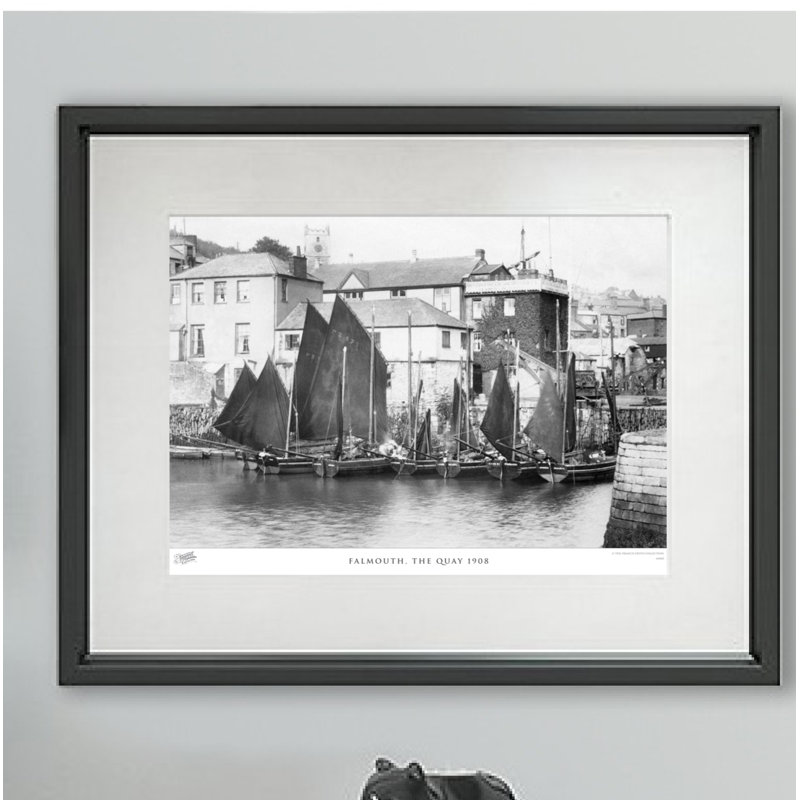 Falmouth, The Quay 1908 - Single Picture Frame Print, 60cm H x 80cm W x 2.3cm D