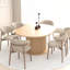 Élégante table de salle à manger ronde, en bois d'hévéa, avec un piètement hexagonal texturé et extensible, idéale pour les réunions de famille. Table ajustable à 6 places, concave et convexe.