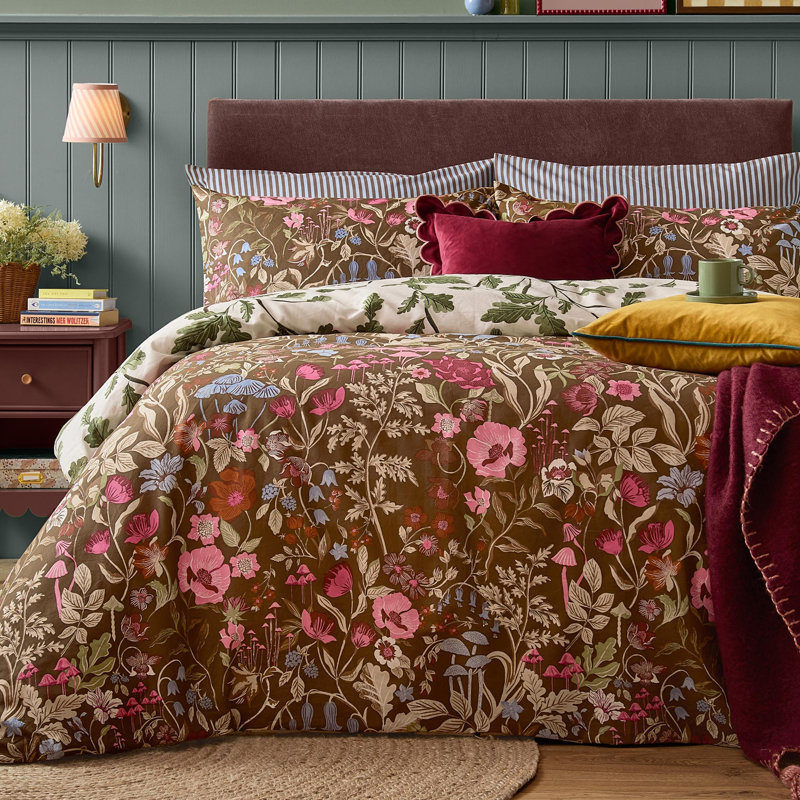 Forest Bloom Reversible Duvet Cover Set, Double Duvet Cover Set + 2 Pillowcases