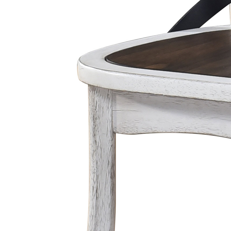 Chaises d'appoint de salle à manger rustiques et modernes (2), design, dossier en bois massif et métal, chêne foncé antique / blanc, P 21,22 po x l 20,66 po, H 34,65 po, chaise polyvalente et pratique 2 pièces, finition, blanc