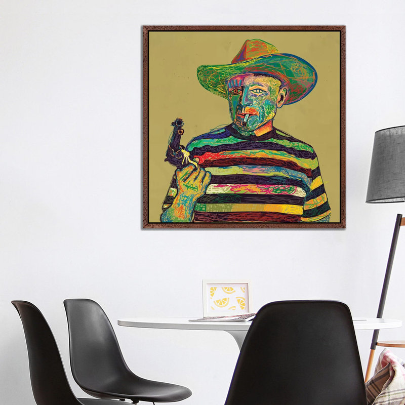 Pablo by Dai Chris Art - Print on Canvas, 93.98cm H x 93.98cm W x 3.81cm D, Classic Brown Wood Framed