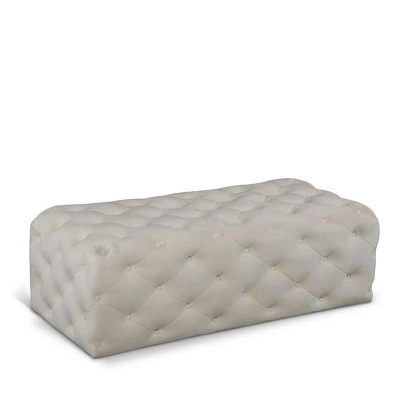 Paz Velvet Ottoman, Cream Velvet