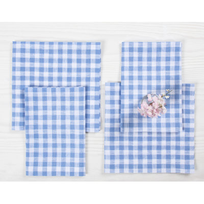 Gingham Check - 100% Pure Linen Dinner Napkins