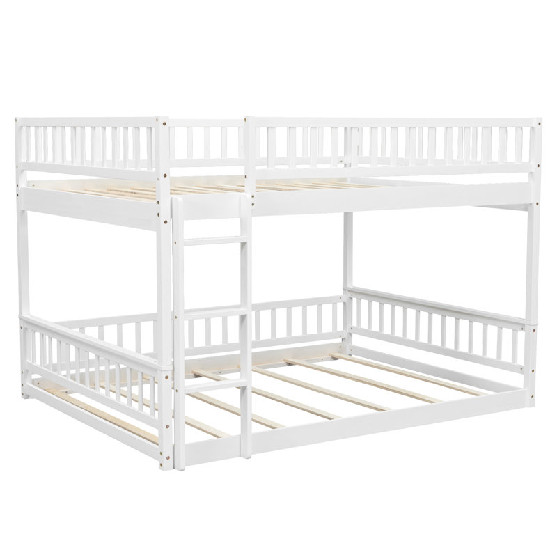 Jennifere Bunk Bed with Ladder and Guardrails, White