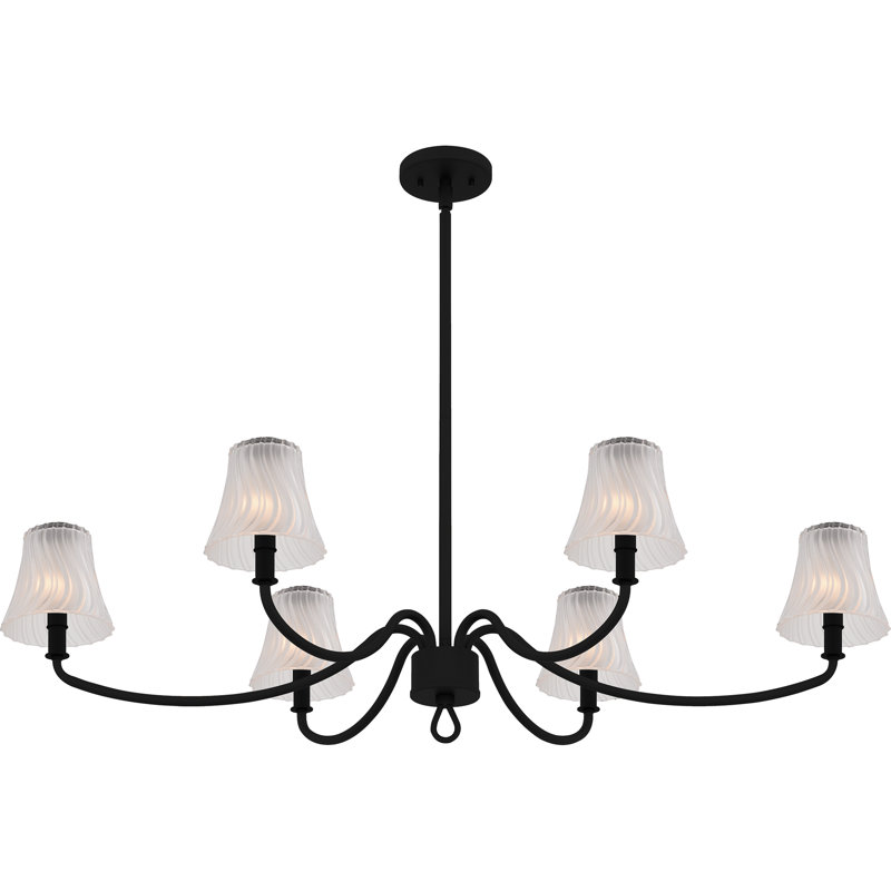 Amedio Linear Chandelier, 6 Lights, Matte Black, 12" H x 44" W x 26.25" D