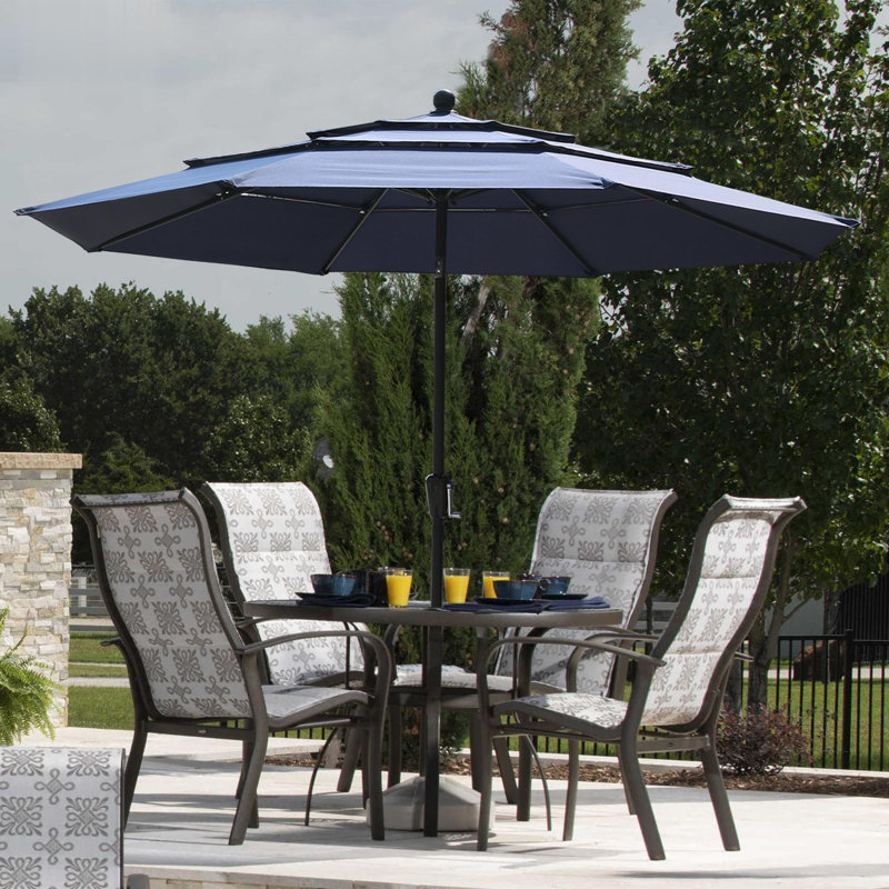 Parasol de marché pour patio 10 pi Mossas, Bleu marine