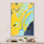 Art de marbre bleu foncé et jaune V - œuvre d'art moderne et contemporaine sur toile