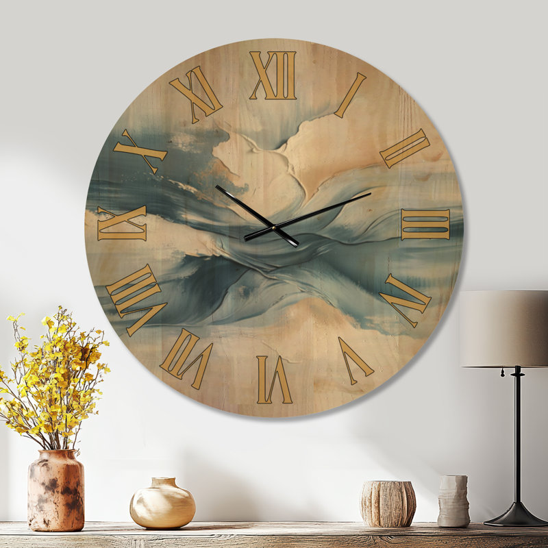Blue Coastal Currents III - Horloge murale surdimensionnée Océan, imprimée sur bois, Très grand