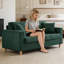 Corduroy Sofa Set with 2 Throw Pillows, Deep-Seated Upholstered Couch with Square Arms, Cosy Living-602942140-590894376