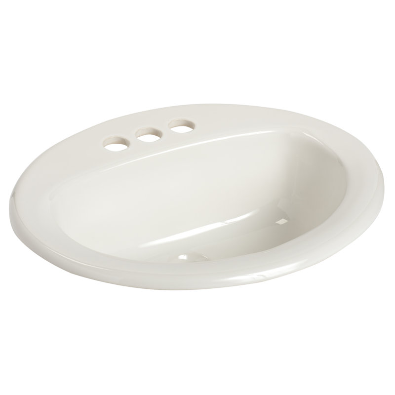 Lavabo de salle de bain ovale encastré en porcelaine vitrifiée avec trop-plein MS, Central de 4 po