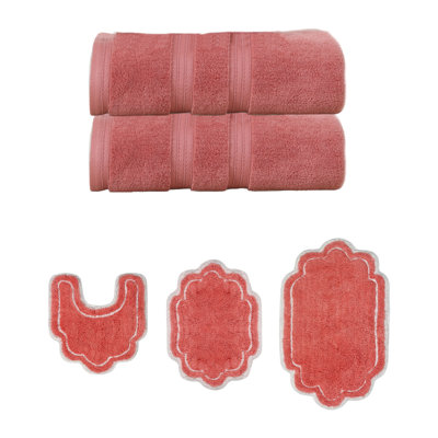Talbert Collection 100% Soft Cotton 2 PC Bath Towel Set & Bath Rug Set