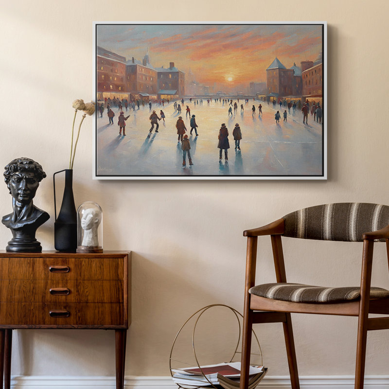 Paysage rétro - CLxxxv, Toile encadrée flottée blanche, H 17 po x l 25 po x P 2 po