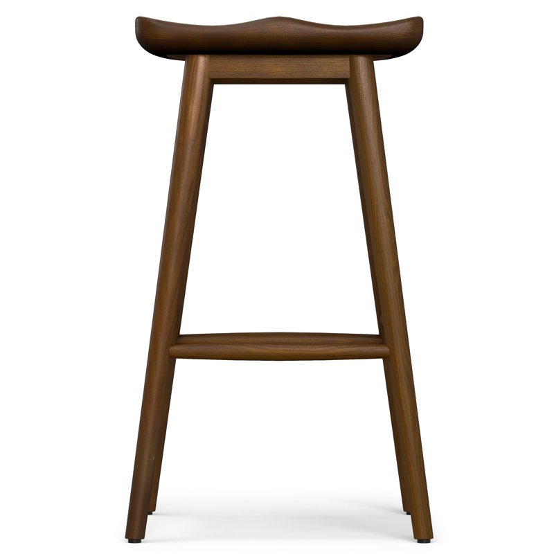 Teagan Solid Wood Modern Rustic Bar Stool with Sculpted Seat, Fully Assembled