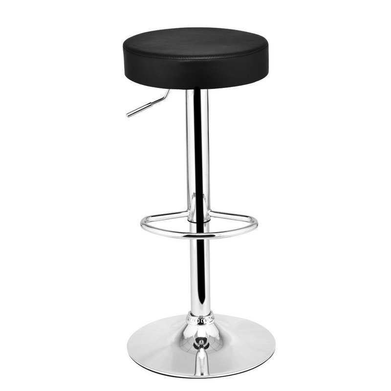 Swivel Upholstered Adjustable Height Counter Stool, Black, 2