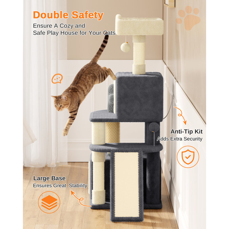 131cm H Cat Tree, Dark Grey