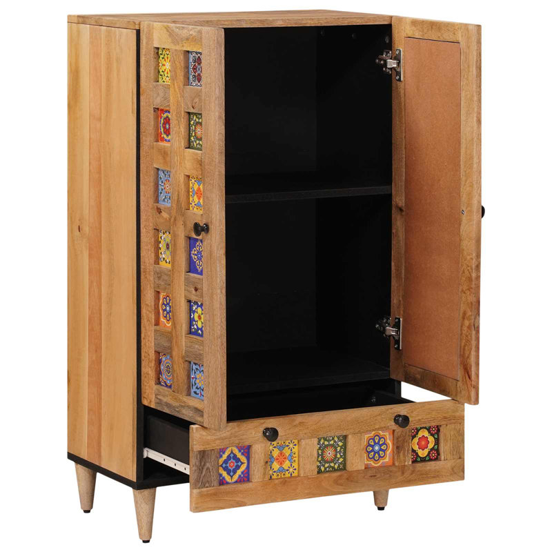 Vidaxl Highboard With Drawer With Storage With Door Solid Mango Wood Cabinet