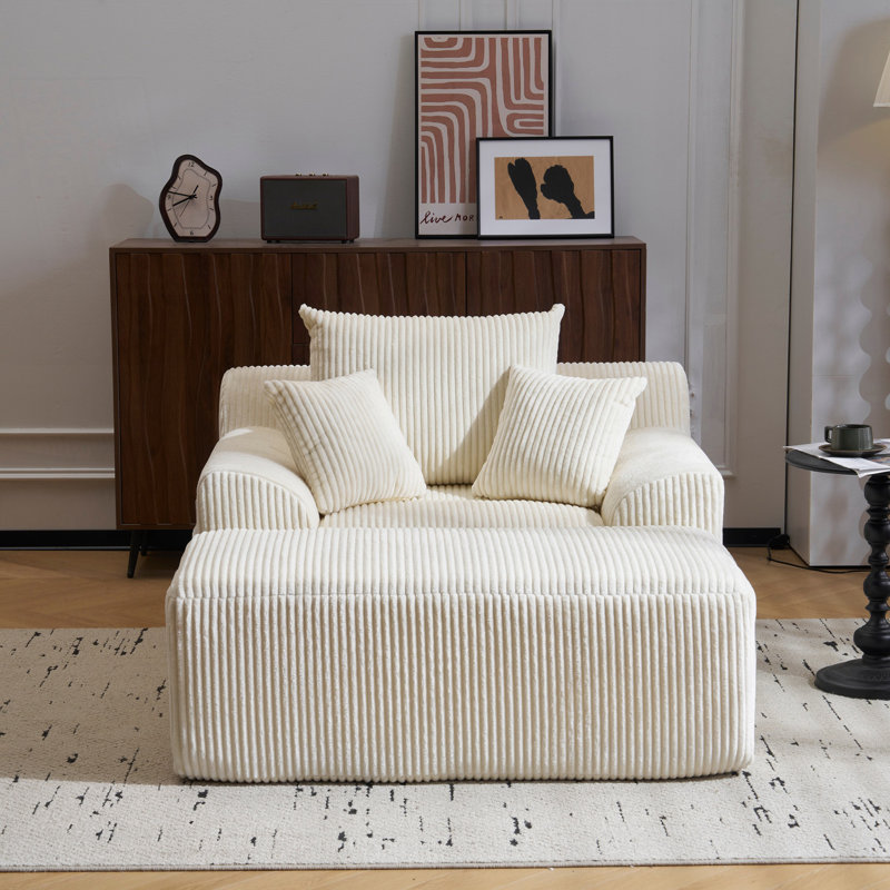 Méridienne surdimensionnée, canapé confortable sans os moelleux avec 3 coussins confortables, fauteuil avec repose-pieds, canapé moderne