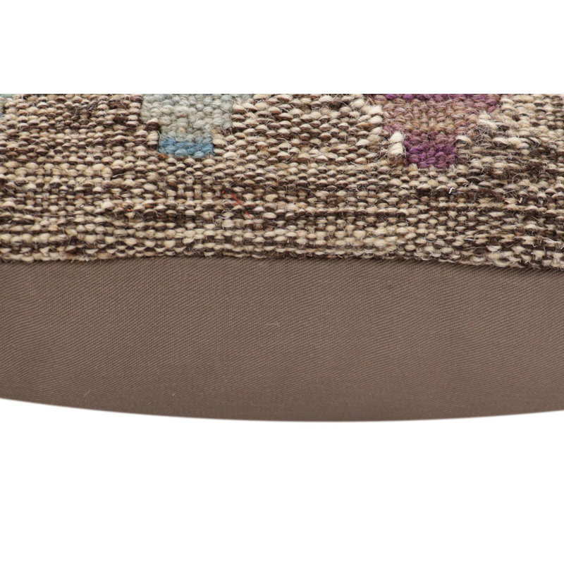 Oreiller rustique en kilim tissé à la main Caballer - 17 po x 18 po Rustic, Orange / bleu / mauve / vert, H 18 po x l 18 po