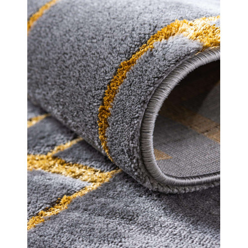 MarilynMonroe Glam Geometric Gray/Gold Area Rug & Reviews | Wayfair