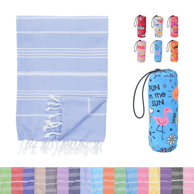Serviette de plage bleue en coton turc