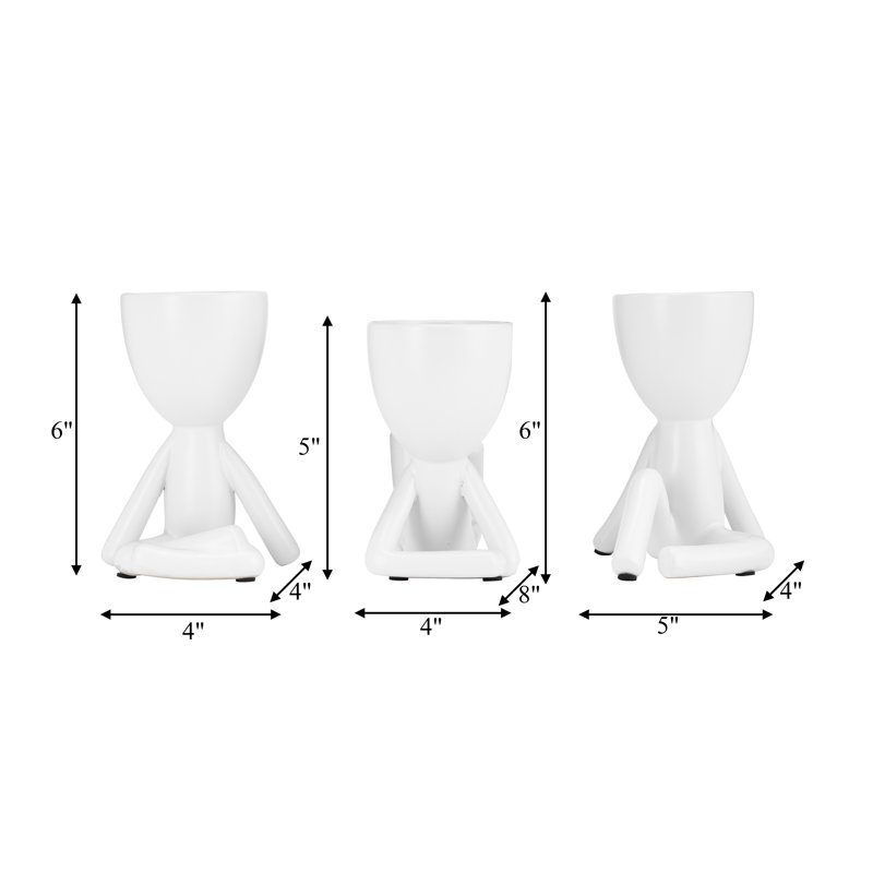 Figurine abstraite en céramique, ensemble de 3, Blanc