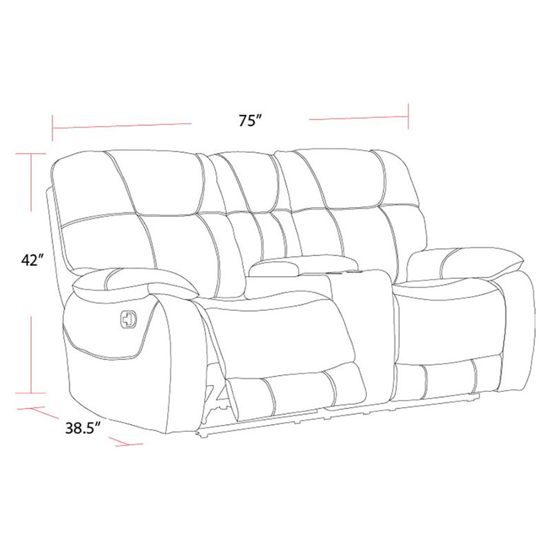 Karliyah Upholstered Reclining Sofa, Gray, 42" H x 75" W x 38" D
