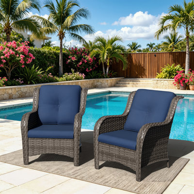 2-Person Polyethylene (PE) Wicker Outdoor Lounge Armchair with Cushions