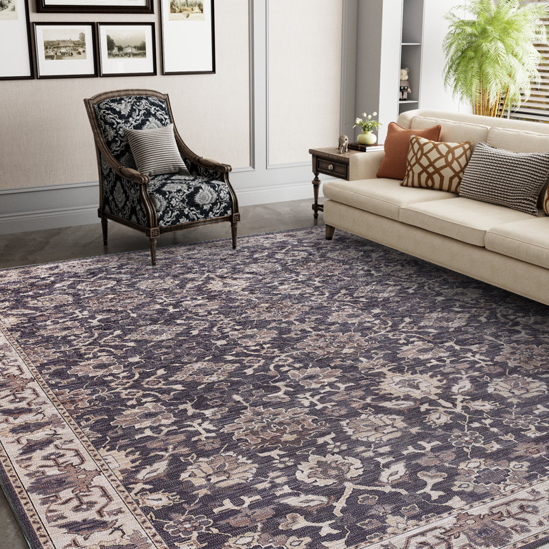 Zehorit Machine Washable Vintage Area Rug For Living Room, Hallway Runner, Entryway Rug, Rectangle 8' x 10'