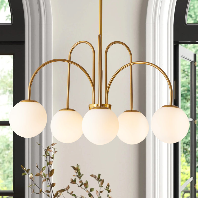 Bradrick 6 - Light Modern White Glass Globe Chandelier