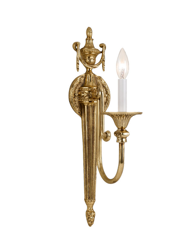 Lampe murale bougie 1 lumières Montano, Laiton vieilli