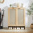Rattan Shoe Cabinet With Doors, 6-Tier Adjustable Shelf Wooden Shoe Storage Organizer For Entryway, Hallway, And Closet, Oak-2025564314
