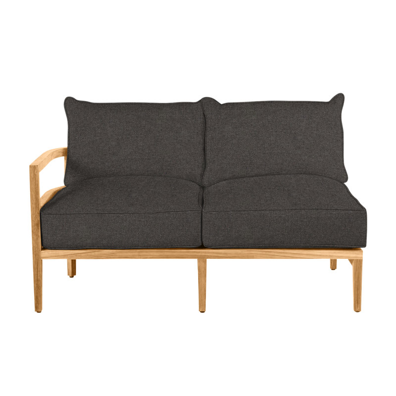 Santa Barbara Teak Left Arm Facing - Natural Teak, Welt + Standard fill, Snow Sunbrella® Linen, Natural Teak