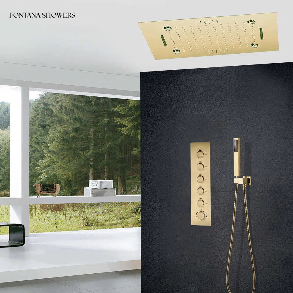 FontanaShowers Sorrento Brushed Gold Smart Shower System Thermostatic ...