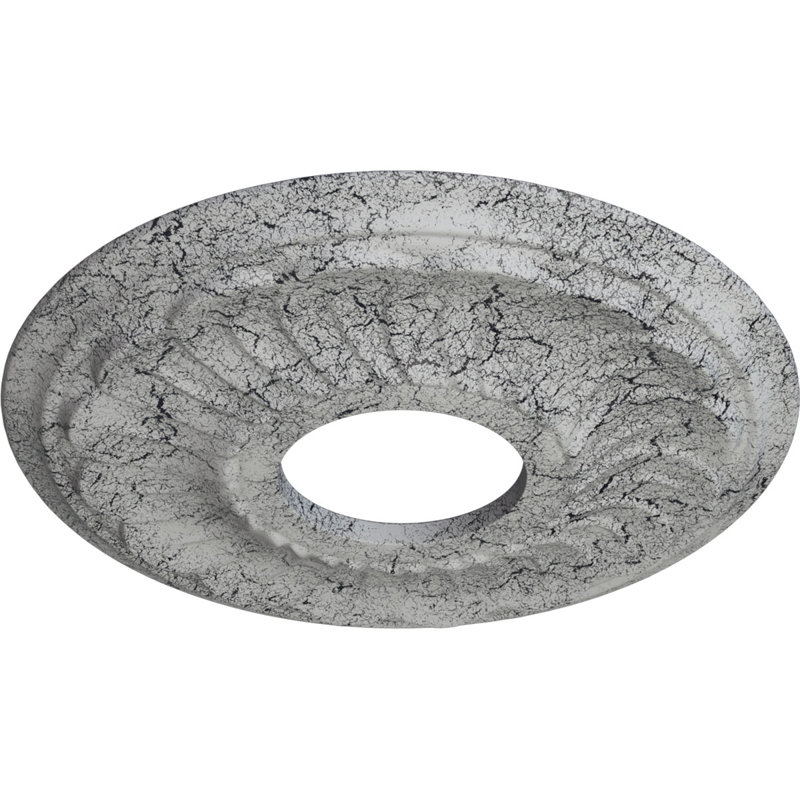 Endurathane Blackthorne Ceiling Medallion, 11 3/4"OD x 3 5/8"ID x 1"P (Fits Canopies up to 4 7/8"), Hand-Painted Ultra Pure White Crackle Finish