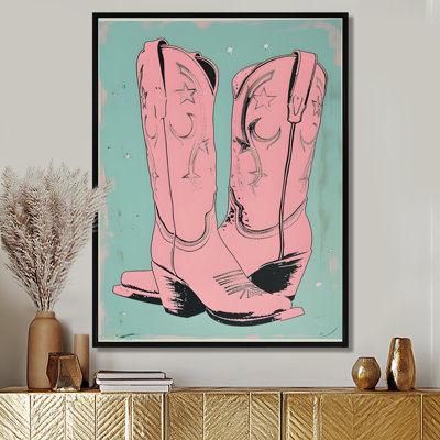 Illustration de bottes de cow-boy roses - impression d'art mural