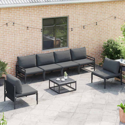 Garden Sofa Set with Cushion Steel Furniture Outdoor Seating